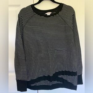 Danskin Men's Black and White Striped Crewneck Sweater